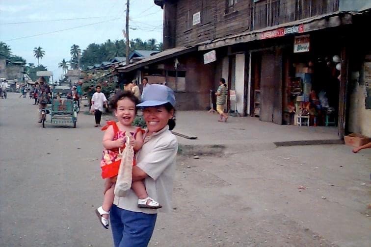 Baby and aunt in their hometown